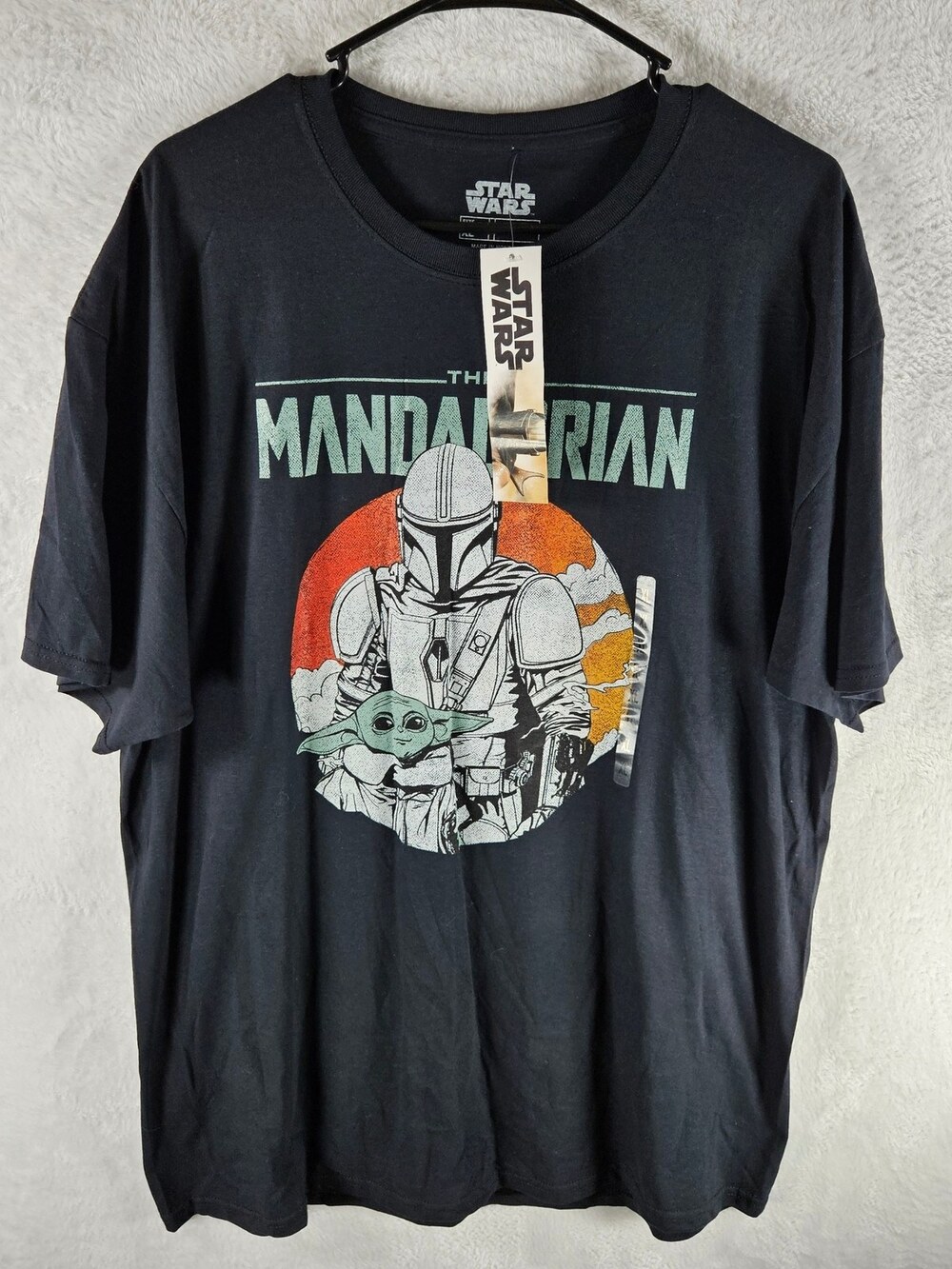 Star Wars Mandalorian Mando Grogu Baby Yoda Graphic T-Shirt Black Men's Size XL